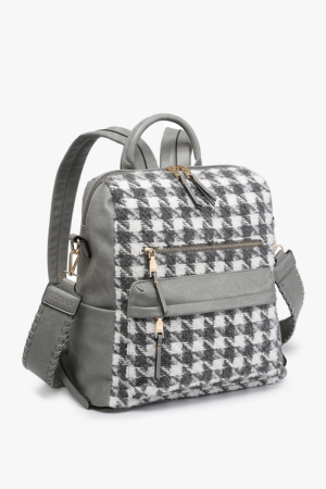 Amelia Vegan Houndstooth Backpack